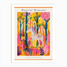 Floral Fauvism Style Unicorn In The Woodland 4 Poster Art Print