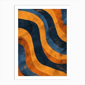 Blue And Orange Wavy Pattern Art Print