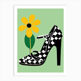 High Heel Shoe And Flower Art Print