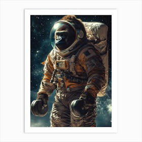 Gorilla In Space Art Print