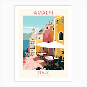Amalfi, Italy, Flat Pastels Tones Illustration 5 Poster Art Print