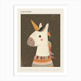 Unicorn In A Knitted Jumper Muted Pastels 1 Poster Art Print