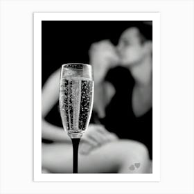 Couple Kissing In The Bar Art Print