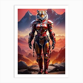 Warrior Tiger Girl Full Body Art Print