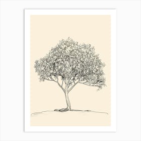 Walnut Tree Minimalistic Drawing 4 Art Print