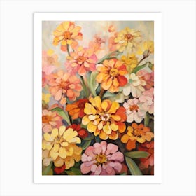 Fall Flower Painting Zinnia 3 Art Print