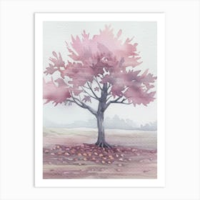 Plum Tree Atmospheric Watercolour Painting 3 Art Print