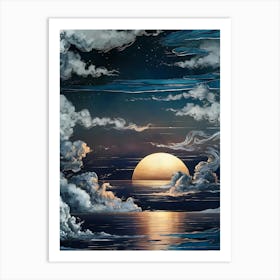 Moon And Clouds 2 Art Print