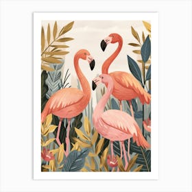 Chilean Flamingo Croton Plants Minimalist Illustration 4 Art Print