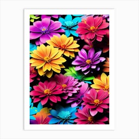 Colorful Flowers Wallpaper 5 Art Print