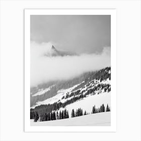 Chamonix, France Black And White Skiing Poster Art Print