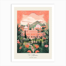 The Alhambra   Granada, Spain   Cute Botanical Illustration Travel 0 Poster Art Print