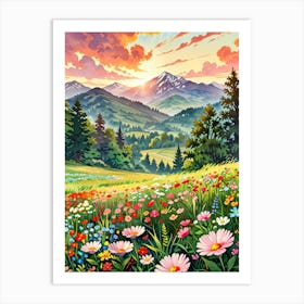 Flowering Meadow 1 Art Print