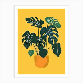 Philodendron Plant Minimalist Illustration 7 Art Print