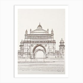 Gateway Of India Mumbai Boho Landmark Illustration Art Print
