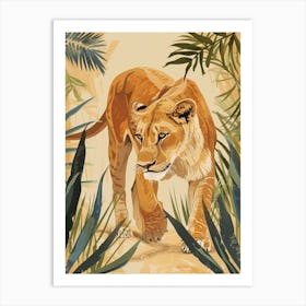 Barbary Lioness On The Prowl Illustration 1 Art Print