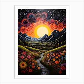 Sunset In The Mountains Art Print