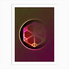 Geometric Neon Glyph on Jewel Tone Triangle Pattern 448 Art Print