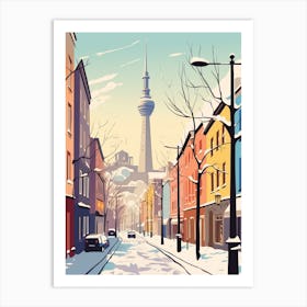 Vintage Winter Travel Illustration Berlin Germany Art Print