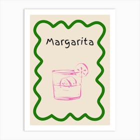 Margarita Doodle Poster Green & Pink Art Print