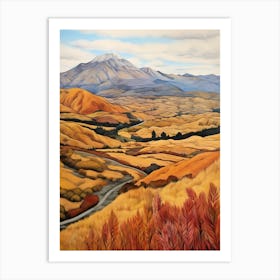 Autumn National Park Painting Tongariro National Park New Zealand Art Print