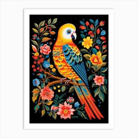 Folk Bird Illustration Budgerigar 2 Art Print