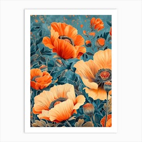 Poppies Inspired By William Morris 4 Art Print