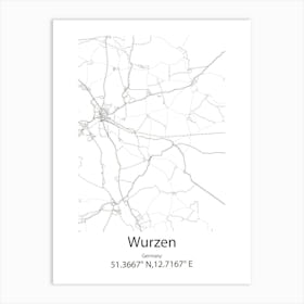 Wurzen,Germany Minimalist Map Art Print