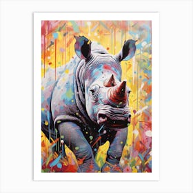 Paint Splash Dotty Rhino 3 Art Print