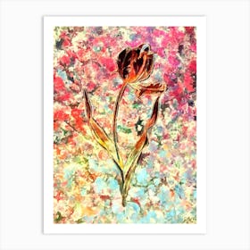 Impressionist Didier's Tulip Botanical Painting in Blush Pink and Gold n.0010 Art Print
