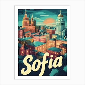 Aihrgdesign A Retro Travel Poster For Sofia 3 Art Print