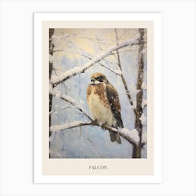 Vintage Winter Animal Painting Poster Falcon 3 Art Print