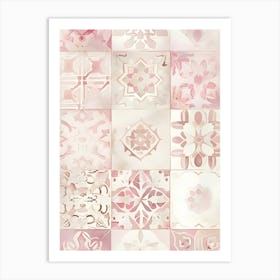 Pink And White Tile Art Print