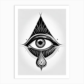 Third Eye Symbolism, Symbol, Third Eye Simple Black & White Illustration 2 Art Print