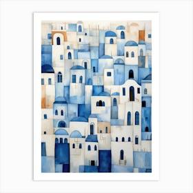 Blue Houses In Greece Art Print