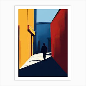 Man Walking Down A Street, Minimalism Art Print