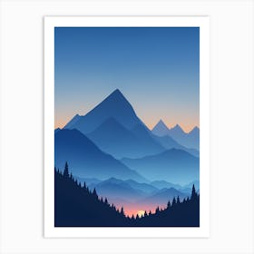 Misty Mountains Vertical Composition In Blue Tone 142 Art Print