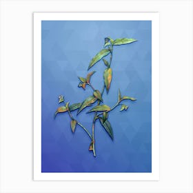 Vintage Tagblume Botanical Art on Blue Perennial n.0988 Art Print