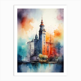 Watercolor Of A Building Art Print