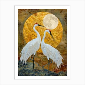 Cranes In The Moonlight 1 Art Print