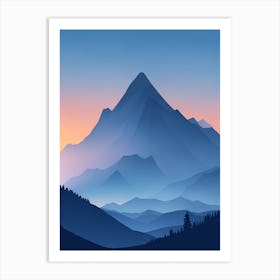 Misty Mountains Vertical Composition In Blue Tone 76 Art Print