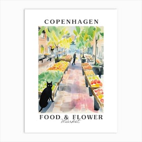 Food Market With Cats In Copenhagen 1 Poster Art Print