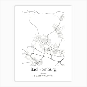 Bad Homburg,Germany Minimalist Map Art Print