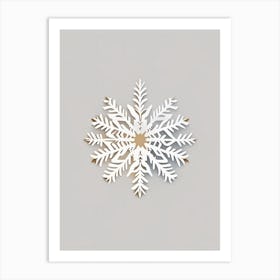 Nature, Snowflakes, Retro Minimal 1 Art Print