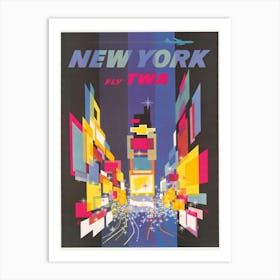 Fly Twa New York Vintage Poster Art Print