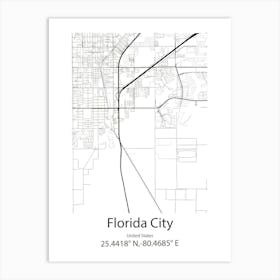 Florida,Cuba Minimalist Map Art Print