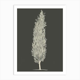 Cypress Tree Minimalistic Drawing 2 Art Print