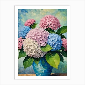 Hydrangeas In A Blue Vase Art Print