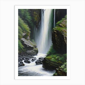 Pistyll Rhaeadr, United Kingdom Peaceful Oil Art  (2) Art Print