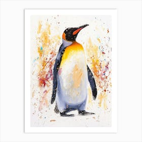 King Penguin Half Moon Island Colour Block Painting 4 Art Print
